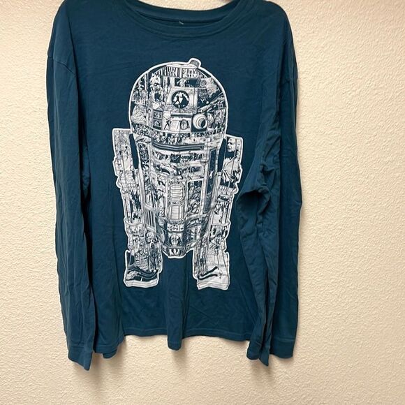 ❤️Fifth Sun R2D2 Star Wars TShirt Adult Blue Movie Film Robot Long Sleeve Retro - Picture 1 of 5